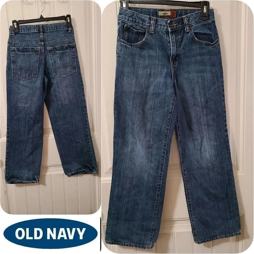 Old Navy Boys 12 Straight Leg Jeans Adjustable Waist Medium Wash Denim Everyday